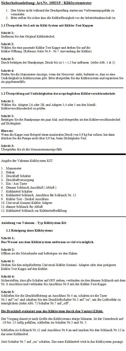 ProfiLine Kühlsystemtester Abdrückgerät Set - 28-teilig