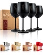 Gusto Nostro Weingläser Edelstahl, unzerbrechlich, Schwarz, 4er Set – Kelche mit Stiel und Sockel