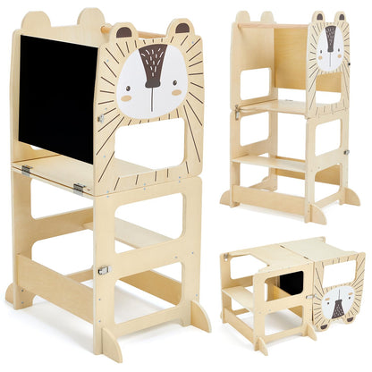 labebe Lernturm Montessori Klappbar 2-in-1 Gross mit Boards