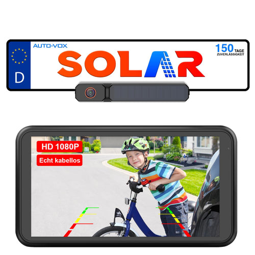 AUTO-VOX Solar3A Plus Funk-Rückfahrkamera mit 5-Zoll-1080P-Monitor und kabelloser Kamera