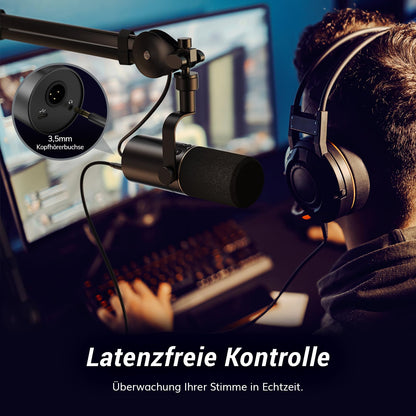 TONOR TD510 Dynamisches Mikrofon USB/XLR für Podcast, Schwarz