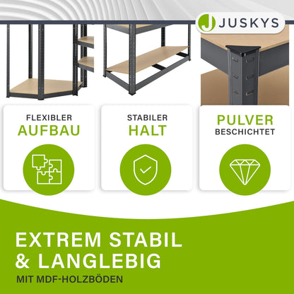 Juskys 3er Metall Regalsystem Basic – Schwerlastregal Grau