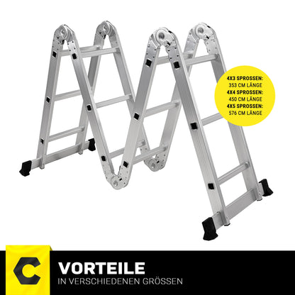 CRAFTFULL CF-104A Aluminium Multifunktionsleiter - Silber 4x5 Sprossen