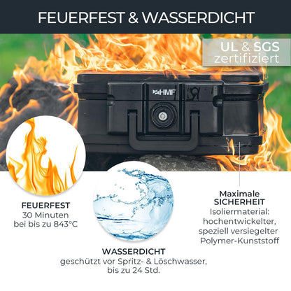 HMF 250452 Feuerfeste Wasserdichte Dokumentenbox – DIN A4 Schwarz