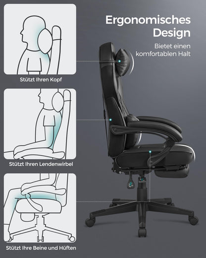SONGMICS OBG073B05 Bürostuhl mit Fussstütze - Tintenschwarz