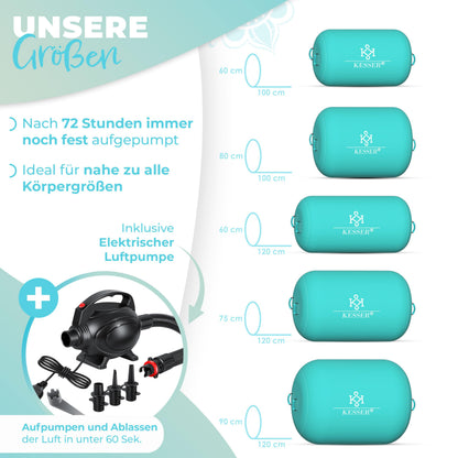 KESSER Airtrack Airrolle aufblasbar mit Luftpumpe & Tragetasche