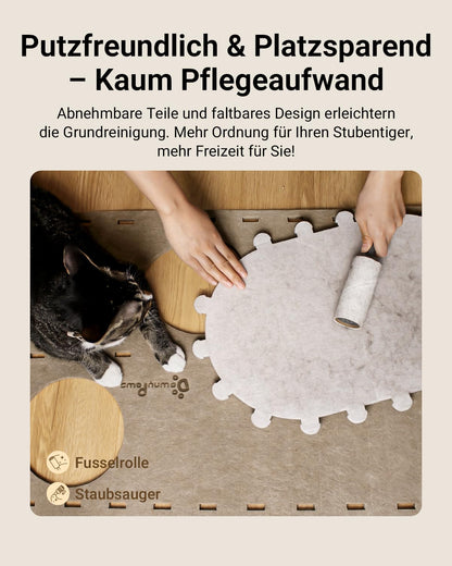 DownyPaws Katzenhöhle aus Filz, 2-stöckiges Katzenhaus, Beige