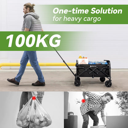 HIKENTURE Bollerwagen Faltbar – 65L, 100kg, 4.9kg Leichtgewicht