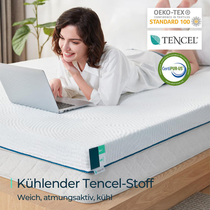 LINSY HOME Matratzentopper 90x200 cm Gel Memory Foam H2/H3 7,5 cm