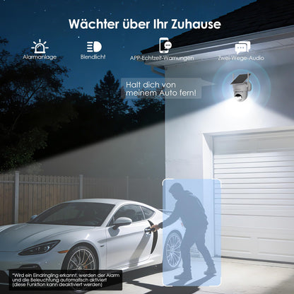 CZEview Überwachungskamera Aussen WLAN Akku Solar 2K 360° PTZ