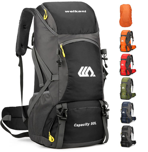 jianyana Wanderrucksack 50L Trekkingrucksack mit Regenhülle, gepolsterte Schultergurte und Netztaschen