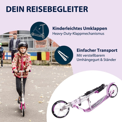 HUDORA BigWheel Scooter 205 - Höhenverstellbarer & zusammenklappbarer