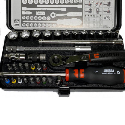 Zebra Würth 1/4 Zoll Steckschlüsselsatz – 34-teiliges Set