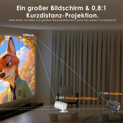 Salange Mini Beamer Smart Projektor mit Android 14 und WiFi 6, Weiss