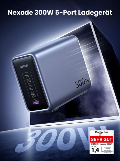 UGREEN Nexode 300W USB C Ladegerät 5 Ports GaN PD 3.1
