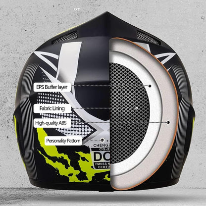 MoHelmHui Motocross Helm Fullface Set mit Brille und Handschuhen