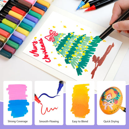 Artecho Acrylstifte Dual Tip, 120 Farben, Fein- und Pinselspitze