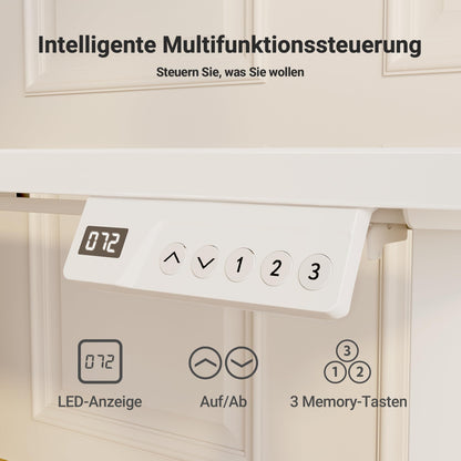 Claiks Elektrischer Steh-Sitz Schreibtisch 120x60cm Weiss