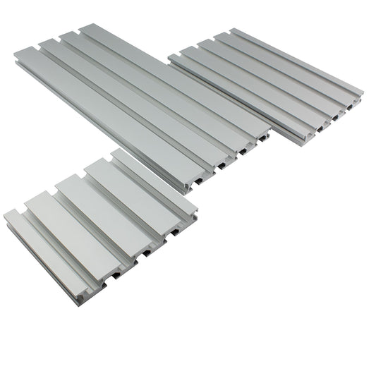 Aluminium Systemprofil Typ I 15x120mm Nut 8 – 120cm. Silbernes I-Profil zur Konstruktion modularer Systeme und Gestelle.