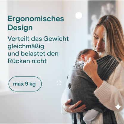 Koala Babycare Tragetuch für Neugeborene Anthrazitgrau