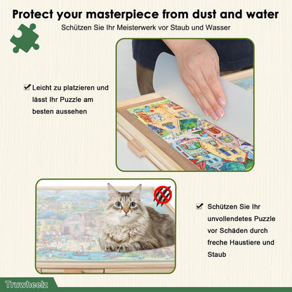 Drehbarer Puzzletisch 1500 Teile – 6 Schubladen & Abdeckung 64x87cm