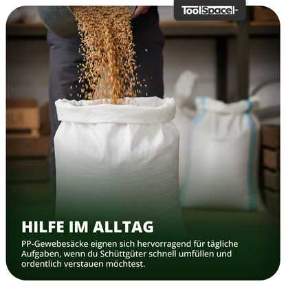 ToolSpace PP-Gewebesäcke 50 Stück, 50 kg Tragkraft, Bauschuttsäcke