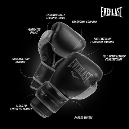 Everlast Powerlock 2R Box-Trainingshandschuhe - Schwarz 16oz