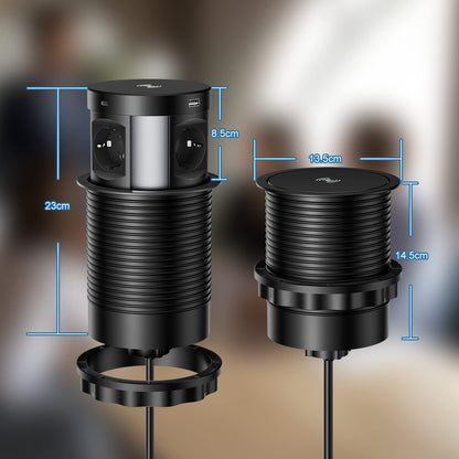 SmartDesk Versenkbare Tischsteckdose 4-fach USB-C/A Qi Schwarz