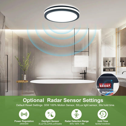 LEZOE LED Deckenleuchte mit Bewegungsmelder 24W/30W 4500lm IP65