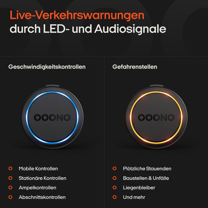 OOONO Co-Driver NO2 Verkehrsalarm mit CarPlay und Android Auto