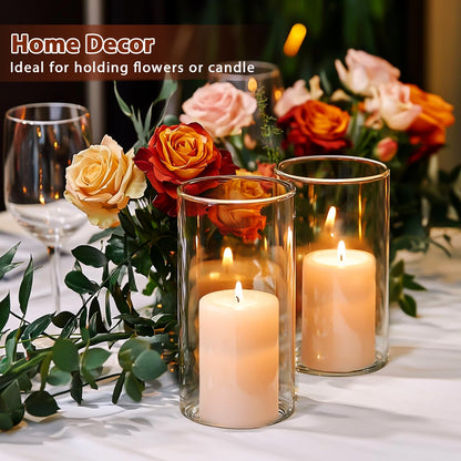 UPBUD Glas-Zylindervasen Set, 12 Stück, 15,2 cm, durchsichtig