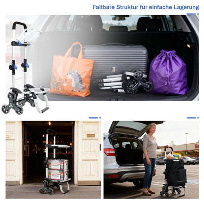 Sekey Einkaufstrolley XXL Treppensteiger, faltbar, Aluminium, schwarz