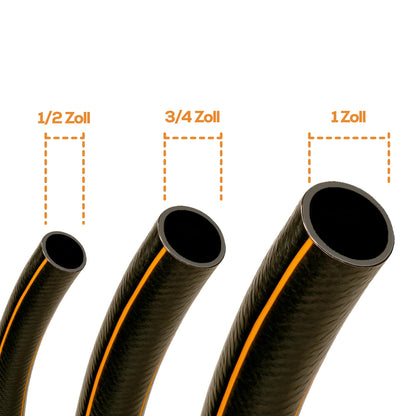 TAMS NYX Gartenschlauch 1 Zoll 30 m, 4-lagig, schwarz/orange