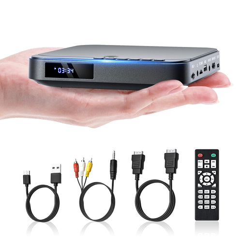 DESOBRY Mini DVD Player MD115B mit HDMI 1080P, regionenfrei, kompaktes Gehäuse und Fernbedienung