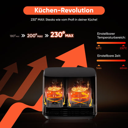 Gidgimo Doppelkammer Heissluftfritteuse – 10L XXL