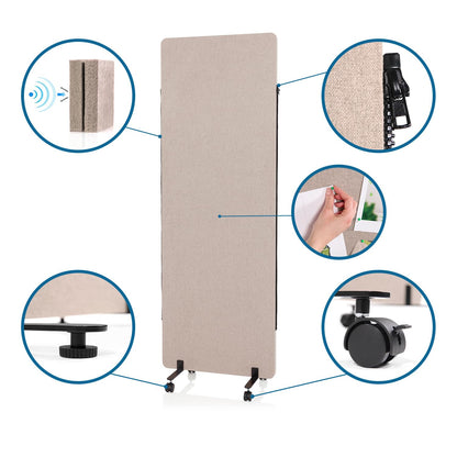 hjh OFFICE FLEXMIUT Akustik Trennwand – Mobile 2er Set Taupe