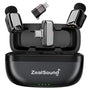 zealsound M6 Mini Lavalier Mikrofon kabellos mit Geräuschunterdrückung, Set mit zwei Sendern und Ladebox