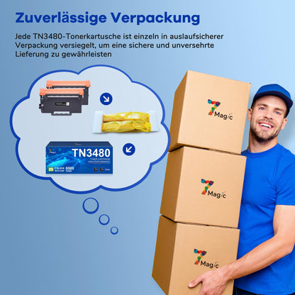 7MAGIC TN3480 TN3430 Toner kompatibel für Brother, 2x Schwarz