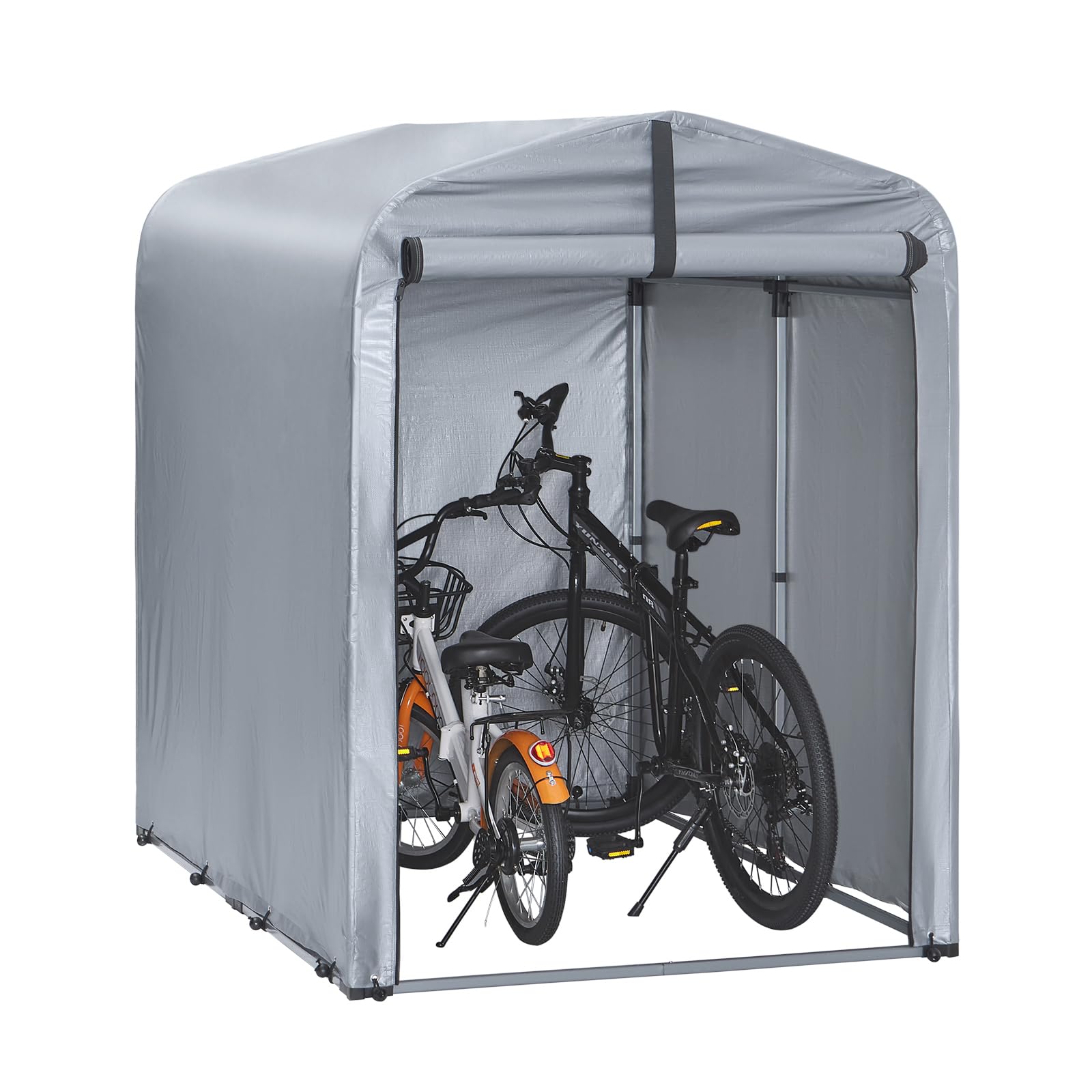 SoBuy Fahrradgarage KLS11-K wetterfest für 1-2 Fahrräder mit UV-Schutz, Eisenrahmen, PE-Plane und Rolltür