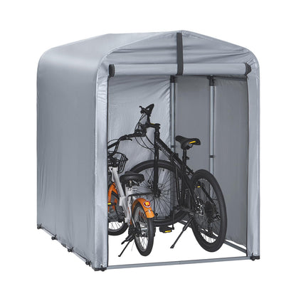SoBuy Fahrradgarage KLS11-K wetterfest für 1-2 Fahrräder mit UV-Schutz, Eisenrahmen, PE-Plane und Rolltür