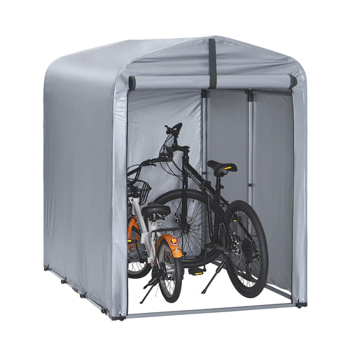 SoBuy Fahrradgarage KLS11-K wetterfest für 1-2 Fahrräder mit UV-Schutz, Eisenrahmen, PE-Plane und Rolltür