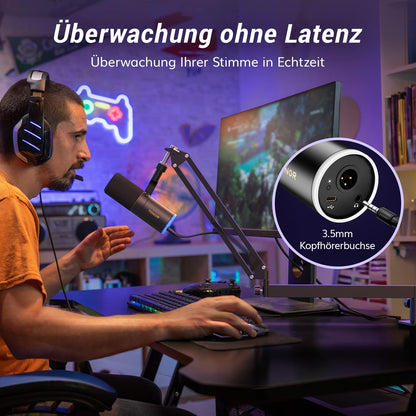 TONOR TD520S+LP Dynamisches Mikrofon mit USB/XLR und Mikrofonarm