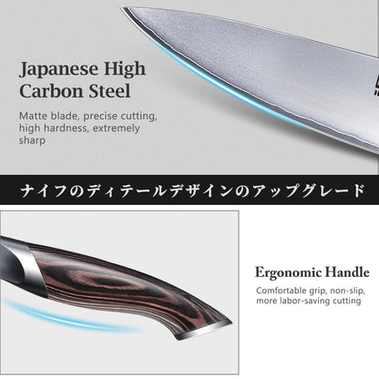 HOSHANHO Küchenmesserset 6-teilig – Carbon Stahl mit Magnethalter