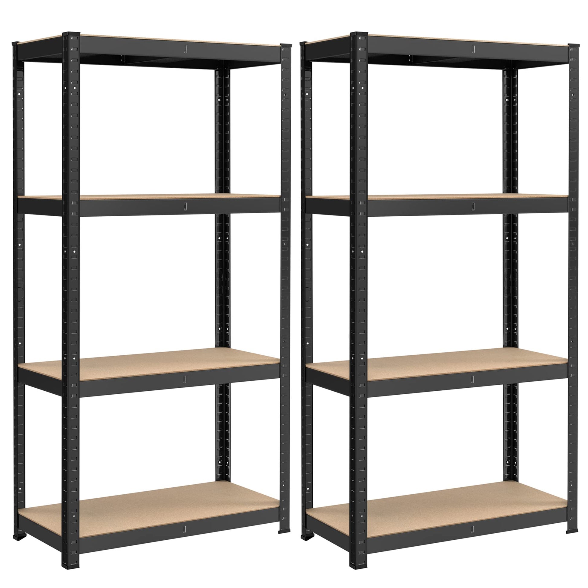 SONGMICS Schwerlastregal GLR044B02, 2er Set, Stahl, 160 cm, schwarz, Regal mit 4 Ablagen für Keller und Garage
