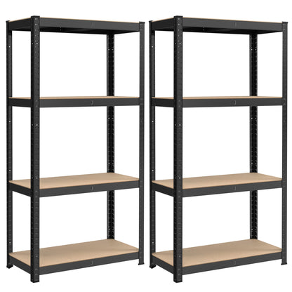 SONGMICS Schwerlastregal GLR044B02, 2er Set, Stahl, 160 cm, schwarz, Regal mit 4 Ablagen für Keller und Garage
