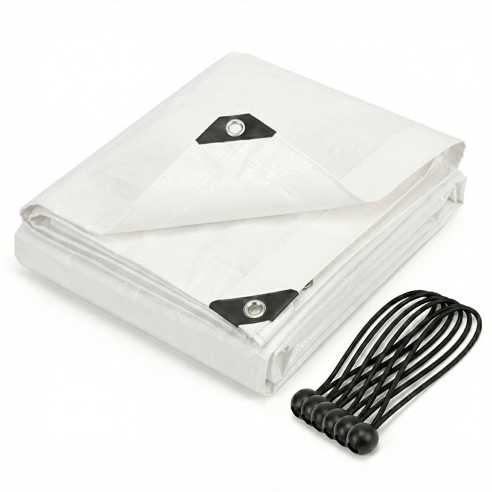 CoverUp! Abdeckplane 4x4 m weiss, 200 g/m², wasserfest, UV-stabil – PE-Plane mit Alu-Ösen und Gummiecken