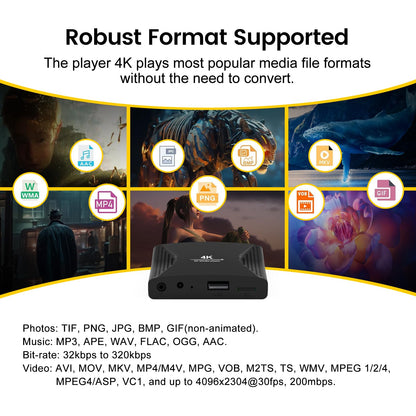 ZUMKUNM Digitaler Multimedia Player 4K Ultra HD für USB-Geräte und microSD-Karten mit HDMI 4K und analogem AV, digitales Signal, automatische Wiedergabe, Reset- und Looping, H-Filme