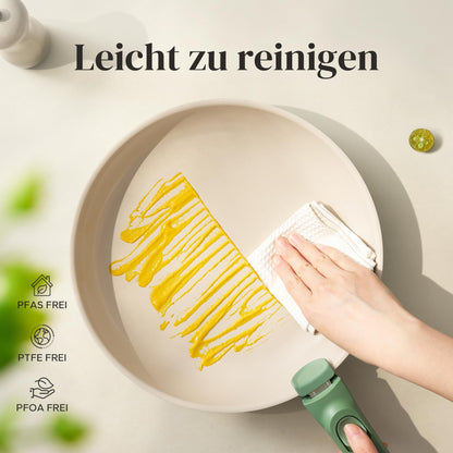 Redchef Keramik Pfannenset 6-teilig mit Abnehmbarem Griff Grün