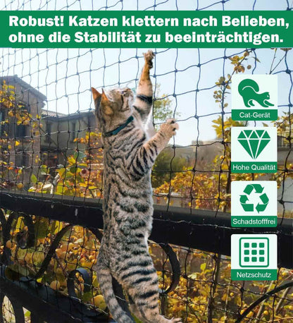 Tatamiyya Katzennetz für Balkon, drahtverstärkt, 8 x 3 m, schwarz