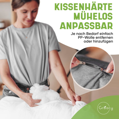 Greacy Seitenschläferkissen XXL – Schwangerschafts- & Stillkissen waschbar